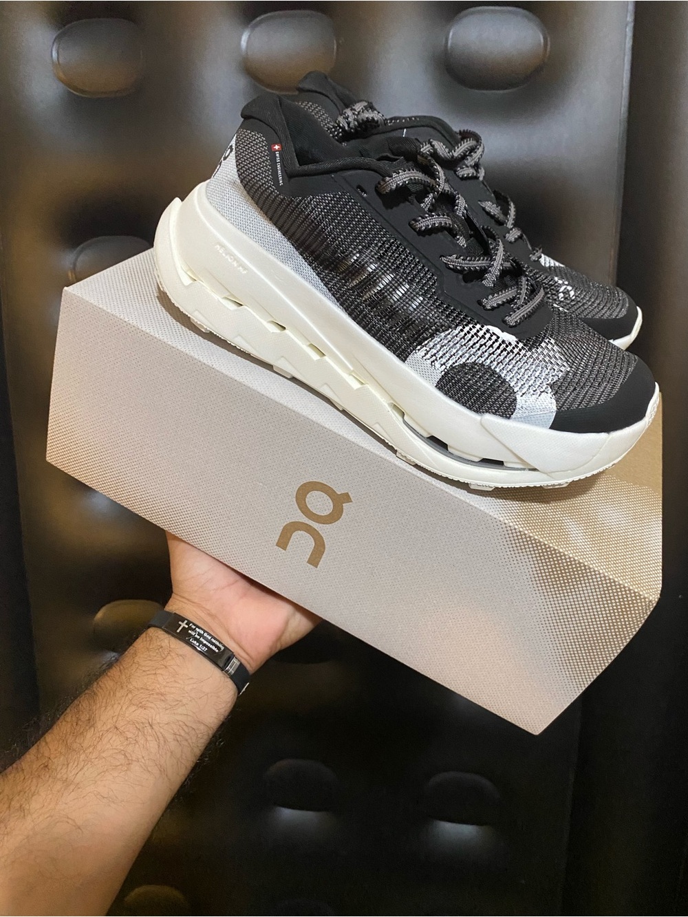 On Running Men's CloudUltra Pro Black & White Knit Sneaker